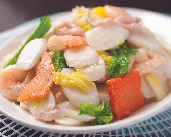 Shanghai Fried Rice Cakes with Pork & Shrimps 上海炒年糕